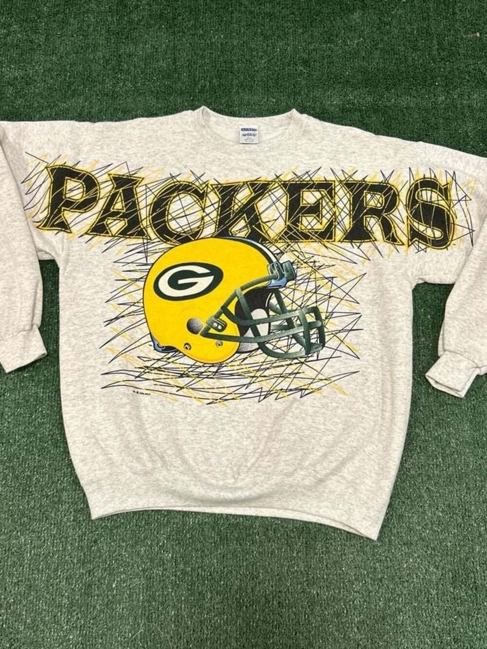 Vintage 1994 Green Bay Packers Scribble Helmet Crewneck Sweatshirt